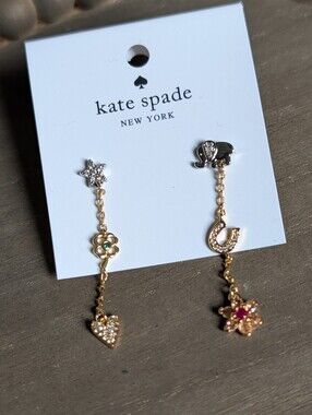 KATE SPADE NY Elephant Wishes Charm Drops Linear Earrings
